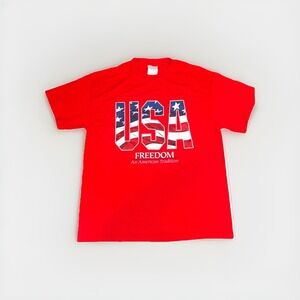 TENNESSEE RIVER USA Flag American Pride Red Short Sleeve Shirt Large July 4